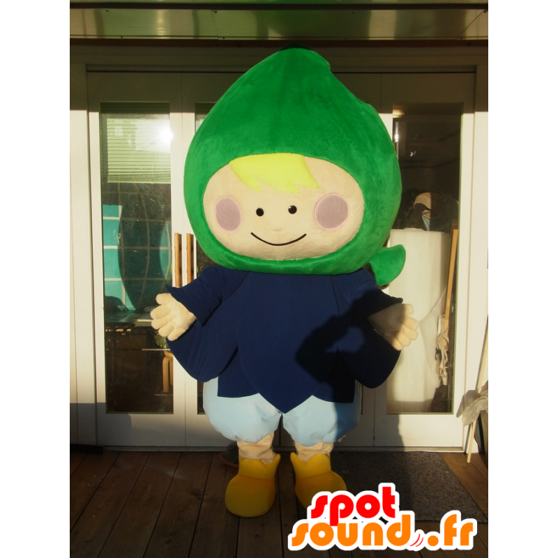 Kun Maskottchen Pakumu, blonder Junge mit einem Gemüse auf dem Kopf - MASFR27241 - Yuru-Chara japanischen Maskottchen