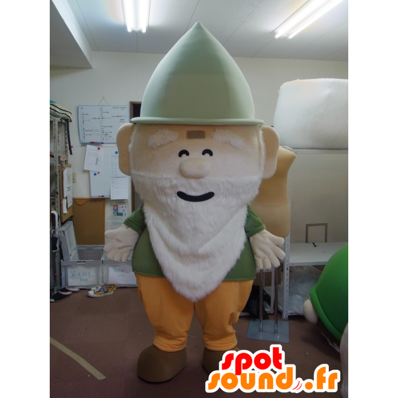 Mascotte de Putirittsu, lutin vert avec une longue barbe blanche - MASFR27242 - Mascottes Yuru-Chara Japonaises