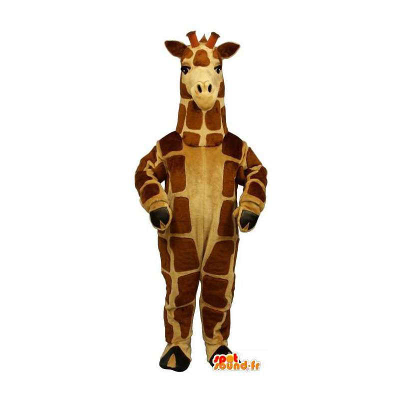 Maskotti keltainen ja ruskea kirahvi, hyvin realistinen - MASFR007027 - Mascottes de Girafe