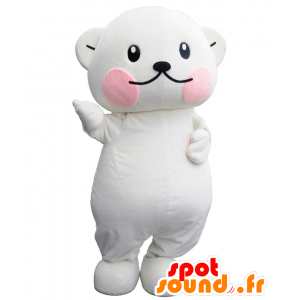 Mascot Purikumakun, iso nallekarhu valkoista ja vaaleanpunaista - MASFR27248 - Mascottes Yuru-Chara Japonaises