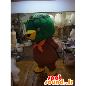 Mascota Kamomo, pato amarillo marrón y verde, pájaro gigante - MASFR27249 - Yuru-Chara mascotas japonesas