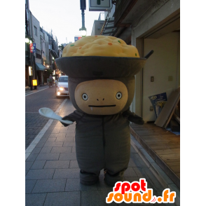 Mascot Itamekun, grijs jongen met een bord op het hoofd - MASFR27250 - Yuru-Chara Japanse Mascottes