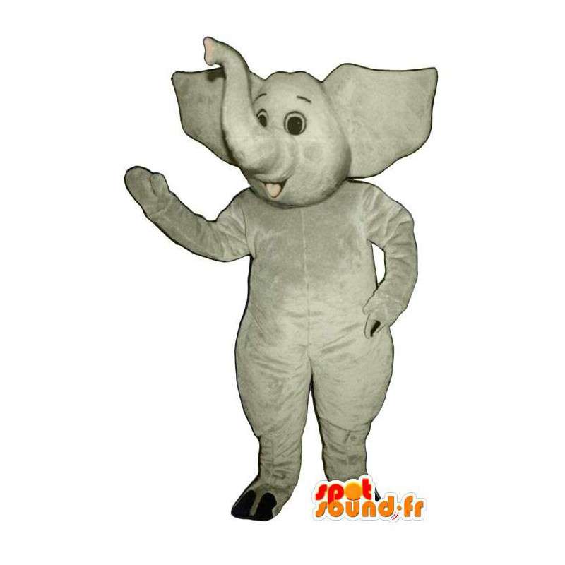 Grå elefantmaskot. Elefantdräkt - Spotsound maskot