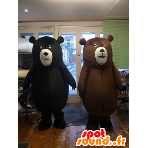 Mascottes des ours Cohen, un ours noir et un ours marron - MASFR27253 - Mascottes Yuru-Chara Japonaises
