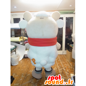 Maskotti Pido-chan, jättiläinen valkoinen lammas punainen huivi - MASFR27254 - Mascottes Yuru-Chara Japonaises