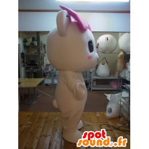 Bihakuma mascotte, bianco orsacchiotto con un fiocco rosa - MASFR27257 - Yuru-Chara mascotte giapponese