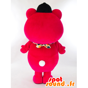 Kumaten Mascot, urso vermelho e branco grande com bib - MASFR27260 - Yuru-Chara Mascotes japoneses