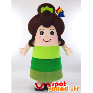 Yano-chan maskot, pige i grøn kjole og langt hår - Spotsound
