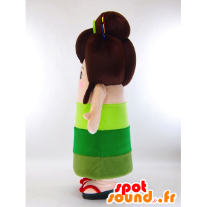 Mascot Yano-chan meisje in een groene jurk en lang haar - MASFR27261 - Yuru-Chara Japanse Mascottes