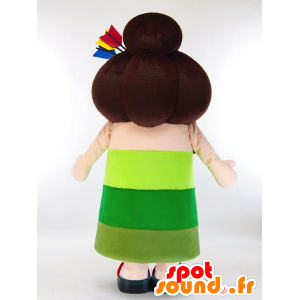 Yano-chan mascotte, ragazza in abito verde e capelli lunghi - MASFR27261 - Yuru-Chara mascotte giapponese
