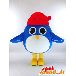 Mascota Togabo, gran pájaro azul y blanco con una gorra - MASFR27262 - Yuru-Chara mascotas japonesas