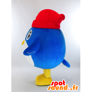 Mascota Togabo, gran pájaro azul y blanco con una gorra - MASFR27262 - Yuru-Chara mascotas japonesas