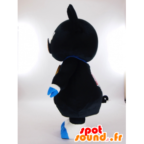 Zwart en wit varken mascotte met een medaille op zijn buik - MASFR27265 - Yuru-Chara Japanse Mascottes