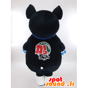 Mascotte de cochon noir et blanc avec une médaille sur le ventre - MASFR27265 - Mascottes Yuru-Chara Japonaises
