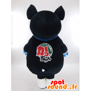 Mascotte de cochon noir et blanc avec une médaille sur le ventre - MASFR27265 - Mascottes Yuru-Chara Japonaises