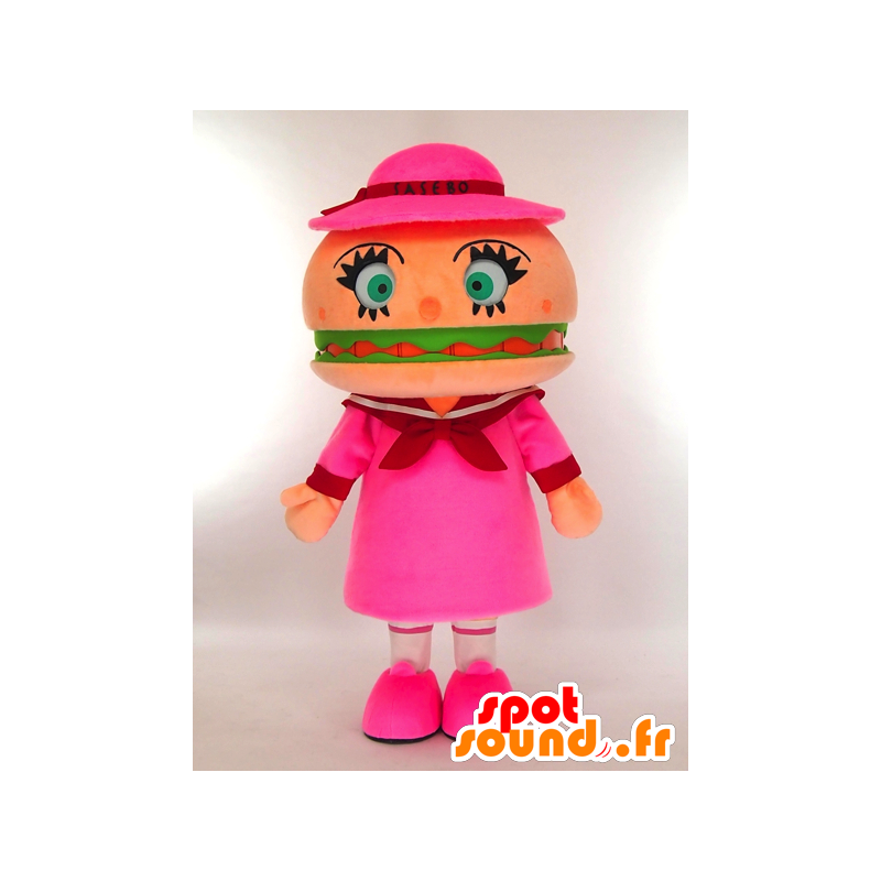 Sasebonoboko-chan mascot dressed in pink giant hamburger - MASFR27266 - Yuru-Chara Japanese mascots