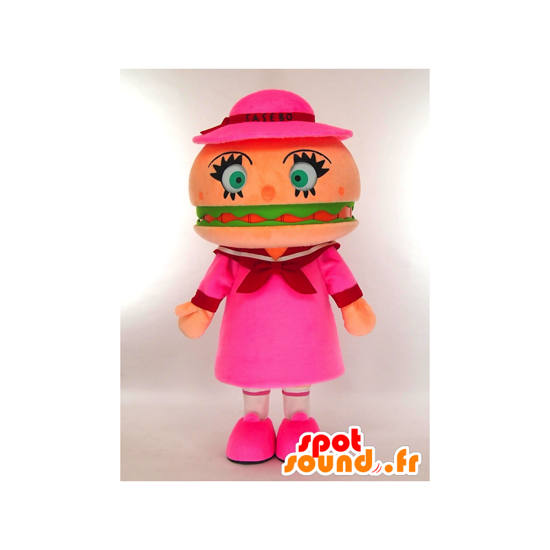 Sasebonoboko-chan maskot, kæmpe hamburger klædt i lyserød -