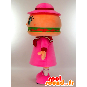 Sasebonoboko-chan mascot dressed in pink giant hamburger - MASFR27266 - Yuru-Chara Japanese mascots