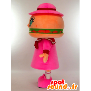 Mascot Sasebonoboko-chan hambúrguer vestido gigante rosa - MASFR27266 - Yuru-Chara Mascotes japoneses