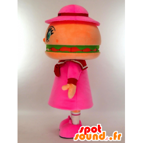 Mascot Sasebonoboko-chan oblečený hamburger obří růžový - MASFR27266 - Yuru-Chara japonské Maskoti