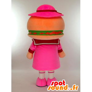 Mascot Sasebonoboko-chan gekleed hamburger reuze roze - MASFR27266 - Yuru-Chara Japanse Mascottes