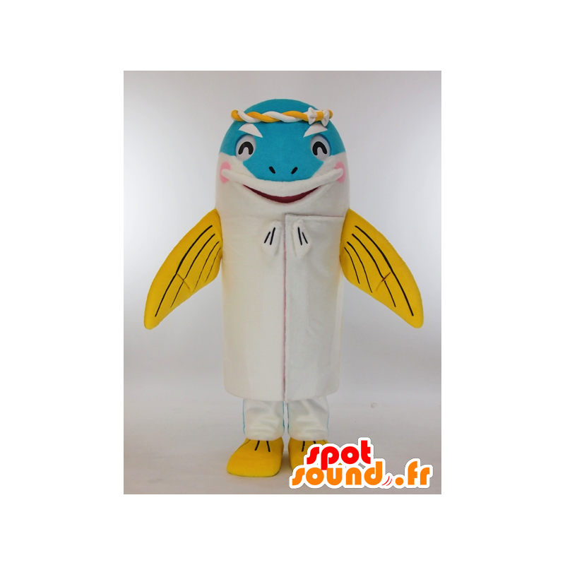 Hirakingu mascotte, bianco e giallo gigante sgombri - MASFR27267 - Yuru-Chara mascotte giapponese