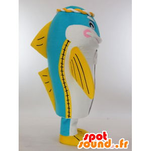 Mascotte de Hirakingu, maquereau bleu blanc et jaune géant - MASFR27267 - Mascottes Yuru-Chara Japonaises