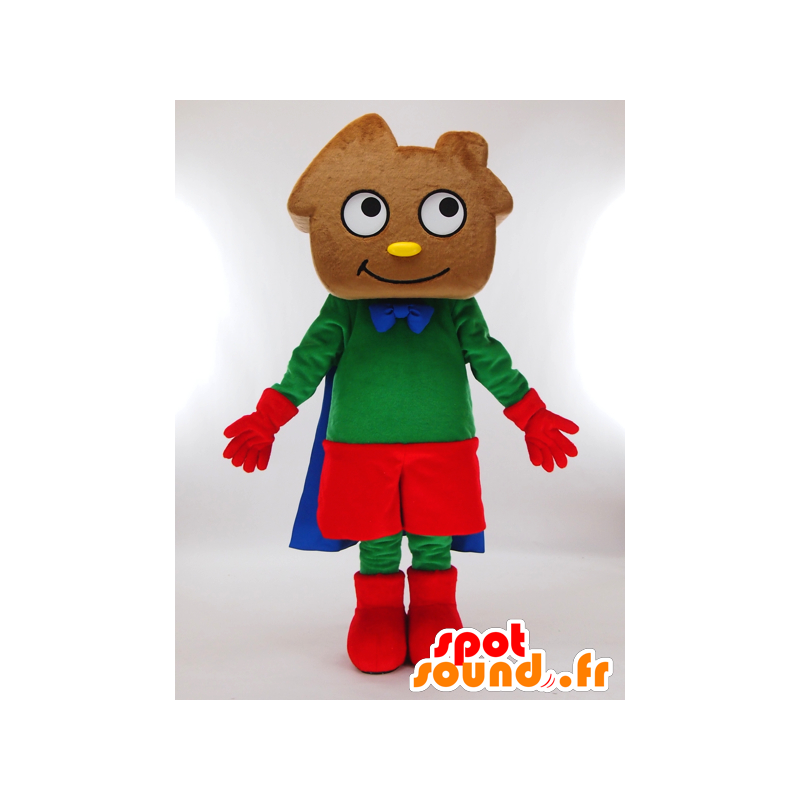 Mascot House-kun, brown house superhero outfit - MASFR27268 - Yuru-Chara Japanese mascots