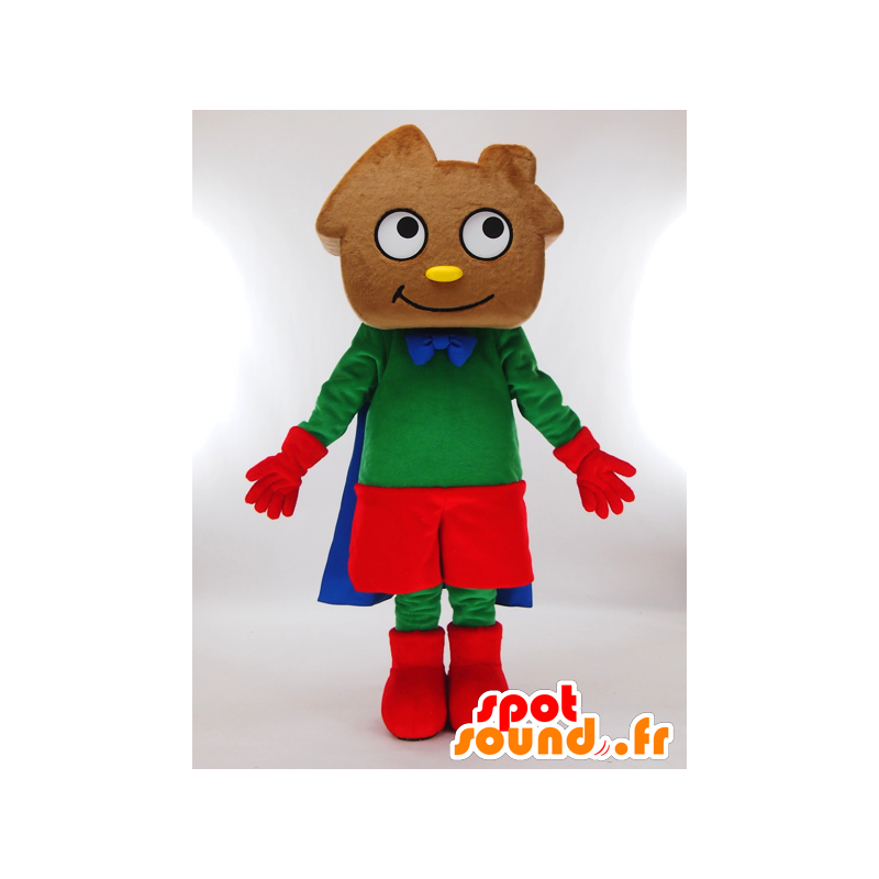 Mascot House-kun, bruin huis superheld outfit - MASFR27268 - Yuru-Chara Japanse Mascottes