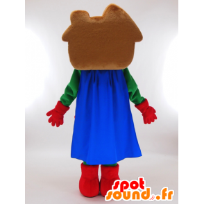 Mascotte Casa-kun, casa marrone supereroe vestito - MASFR27268 - Yuru-Chara mascotte giapponese