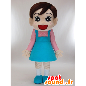 Mascotte de Nacchan, fillette habillée en rose et bleue - MASFR27269 - Mascottes Yuru-Chara Japonaises