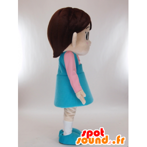 Nacchan maskot, pige klædt i lyserød og blå - Spotsound maskot