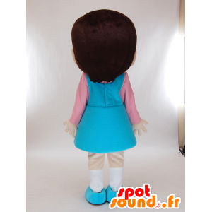 Mascot Nacchan kledd liten jente i rosa og blått - MASFR27269 - Yuru-Chara japanske Mascots