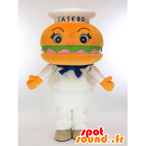 Sasebo Burger maskotka chłopiec, gigant pomarańczowy burger - MASFR27271 - Yuru-Chara japońskie Maskotki