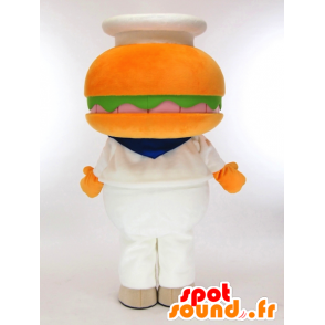 Sasebo Burger maskotti poika, jättiläinen oranssi hampurilainen - MASFR27271 - Mascottes Yuru-Chara Japonaises