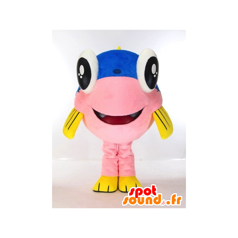 Mascot Een ronde-ji-kun, roze vis, geel en blauw reus - MASFR27272 - Yuru-Chara Japanse Mascottes