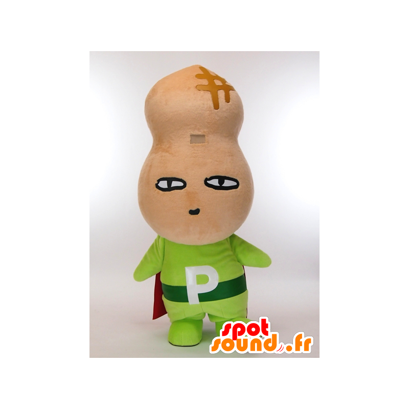 P Man mascot, giant peanut beige with a red cape - MASFR27273 - Yuru-Chara Japanese mascots