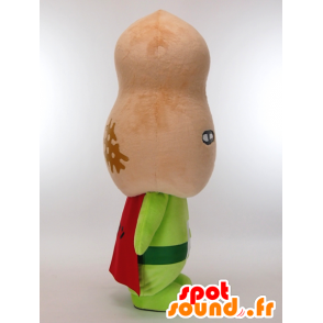 P uomo mascotte, gigante beige arachidi con un mantello rosso - MASFR27273 - Yuru-Chara mascotte giapponese