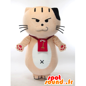 Mascot Nyanso-ji, beige Katze, schwarz und weiß, sehr lustig - MASFR27276 - Yuru-Chara japanischen Maskottchen