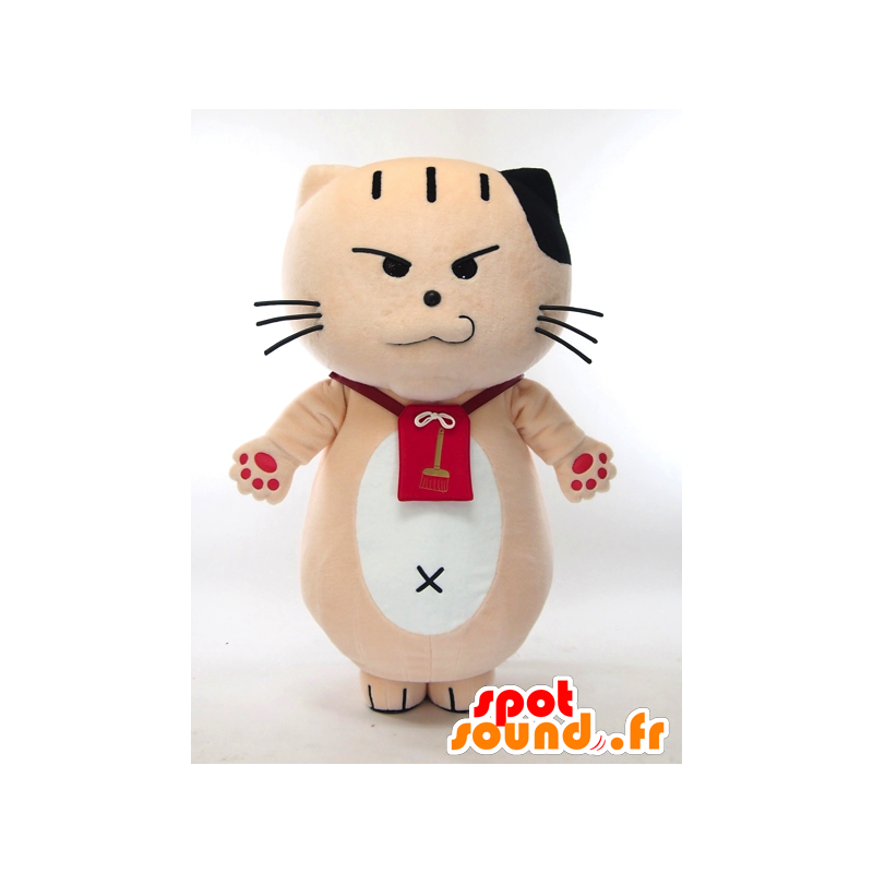Mascotte Nyanso-ji, beige gatto, nero e giallo, bianco, molto divertente - MASFR27276 - Yuru-Chara mascotte giapponese