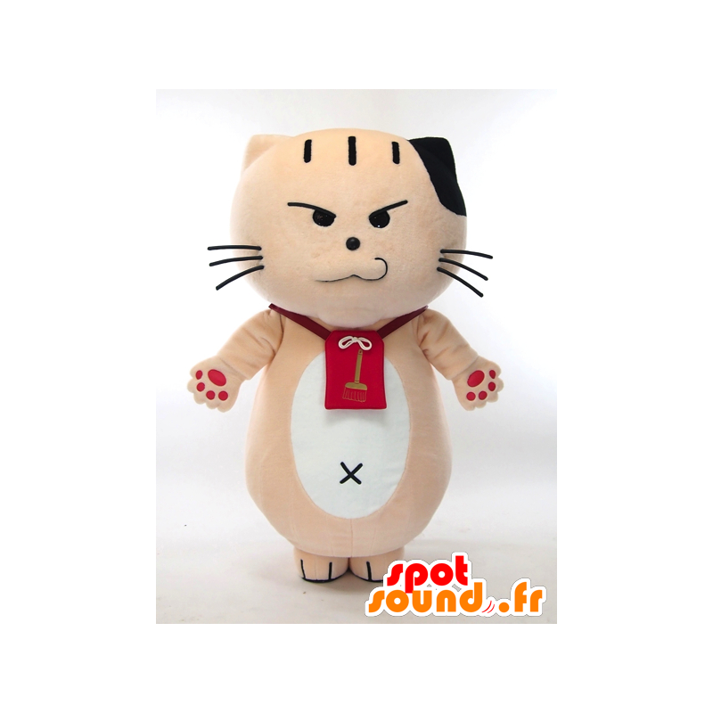 Mascot Nyanso-ji, beige kat, zwart en wit, erg leuk - MASFR27276 - Yuru-Chara Japanse Mascottes