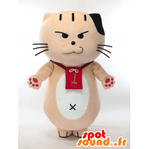 Mascot Nyanso-ji, beige kat, zwart en wit, erg leuk - MASFR27276 - Yuru-Chara Japanse Mascottes