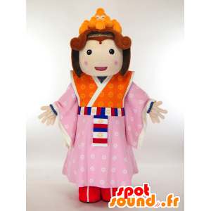 Mascot Japanese woman in traditional colorful dress - MASFR27278 - Yuru-Chara Japanese mascots