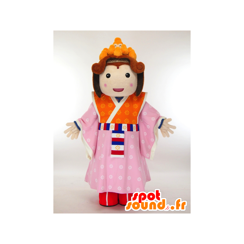 Μασκότ ιαπωνική γυναίκα στην παραδοσιακή πολύχρωμο φόρεμα - MASFR27278 - Yuru-Χαρά ιαπωνική Μασκότ