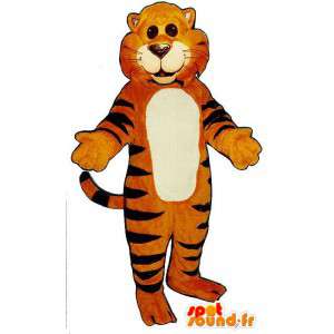 黒の縞模様のオレンジ色の虎の衣装-MASFR007037-虎のマスコット