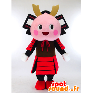 Rosa samurai mascotte con un abito nero e rosso - MASFR27281 - Yuru-Chara mascotte giapponese