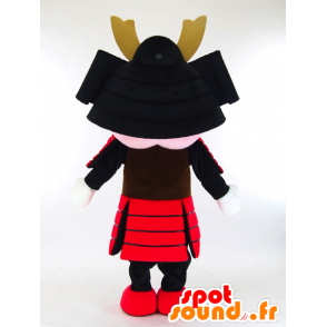 Samurai mascota de color rosa con un vestido negro y rojo - MASFR27281 - Yuru-Chara mascotas japonesas