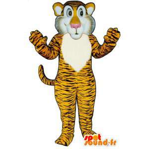 Mascotte de tigre jaune orangé, rayé de noir - MASFR007038 - Mascottes Tigre