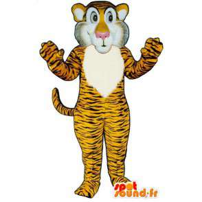 Mascot gul oransje tiger stripete sort - MASFR007038 - Tiger Maskoter