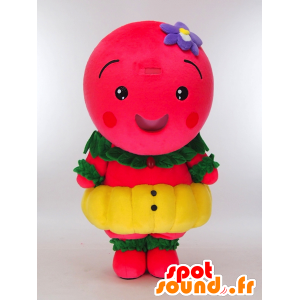 Mahy Castle mascot, pink snowman, all round yellow and green - MASFR27284 - Yuru-Chara Japanese mascots